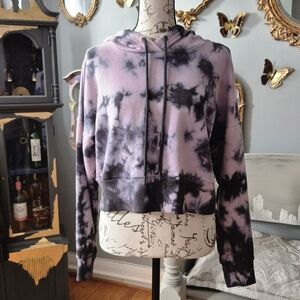 90 Degree By Reflex Purple Tie-Dye Hooded Sweater XS